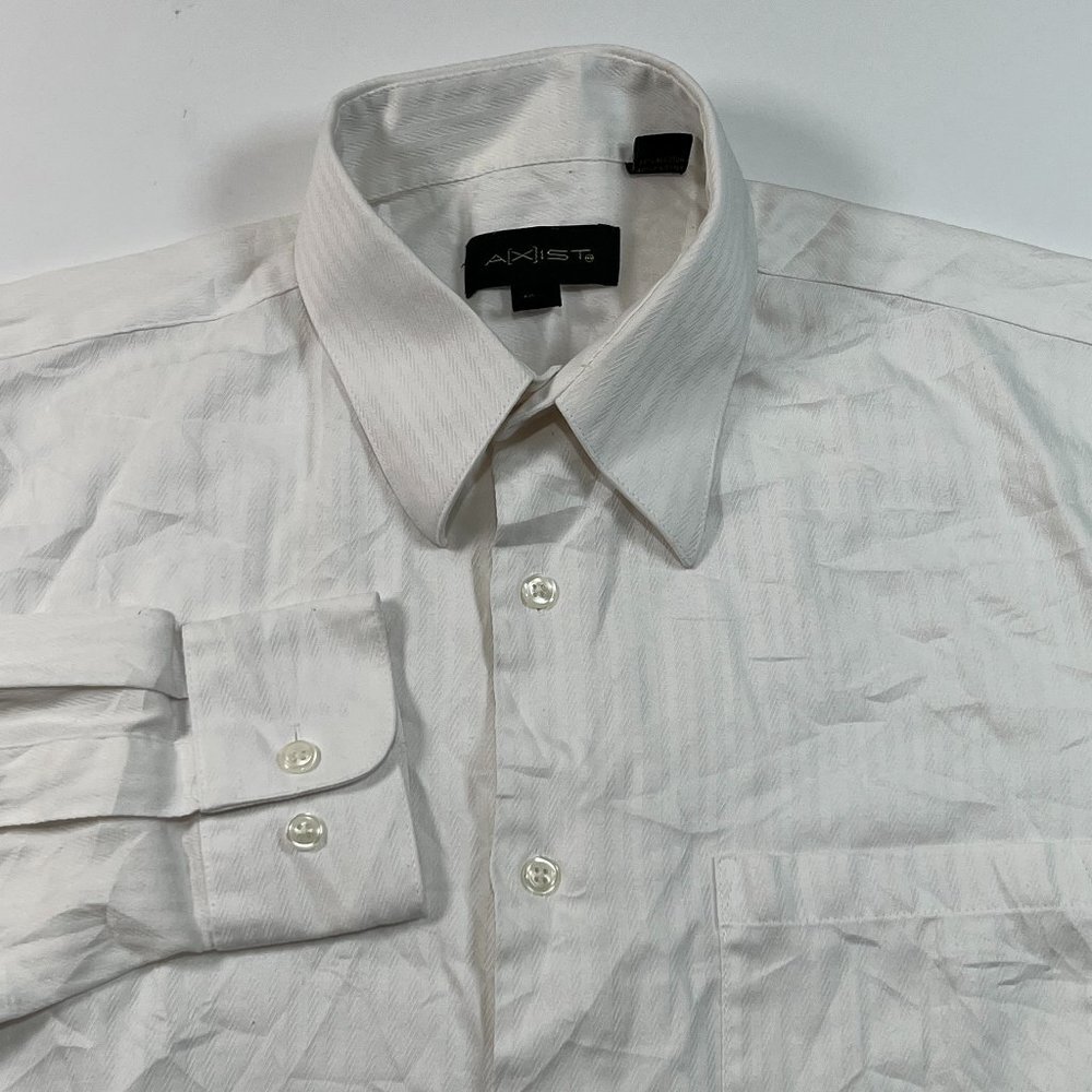 Axist Button Up Shirt Mens 15.5 32/33 White Stripe‎ Long Sleeve